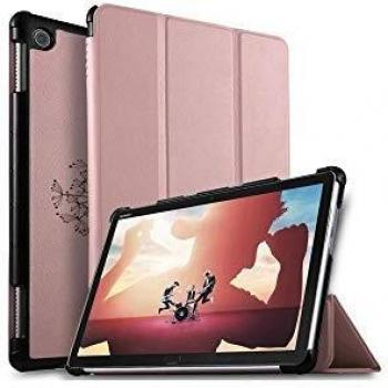 Housse Huawei MediaPad M5 10.8 pouces avec support effet cuir rose gold