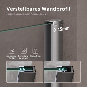 Bremen2K Echtglas Duschwand mit Stabilisator