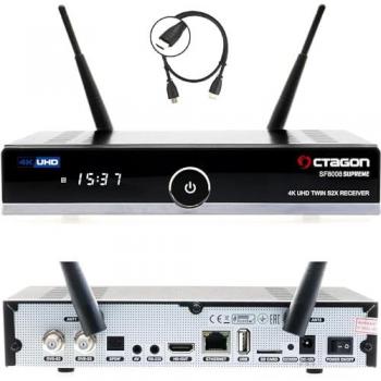 Octagon SF8008 Supreme UHD 4K Twin Sat (2x DVB-S2X MS, Linux E2, M.2, Dual-WiFi)