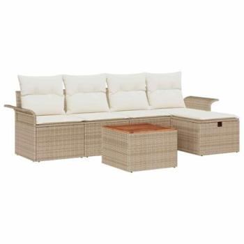 Ensemble de Mobilier de Jardin 6 Pcs Beige en Rotin Synthétique