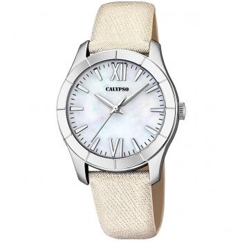 Calypso Damen Eleganz Uhr Classic Quarz, Lederarmband, K5718/1