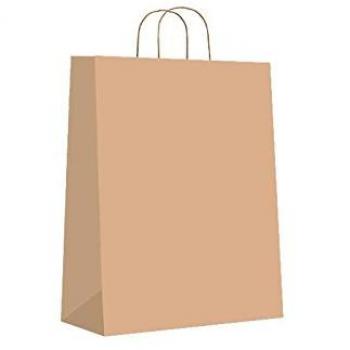 Bolsa kraft basika natural reciclado 90 gr asa retorcida tamaño l 320x140x400 mm
