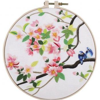 Handgemaakte hoepelbloem borduurset Chinese stijl schommelwanddecoratie
