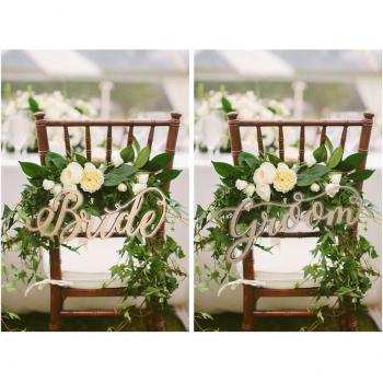 Hand‑Carved Rustic Wedding Chair Monogram Boards