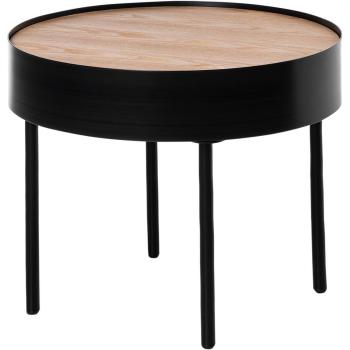 Mesa Central Jedicita Negra Metalizada Redonda con Tapón de Madera