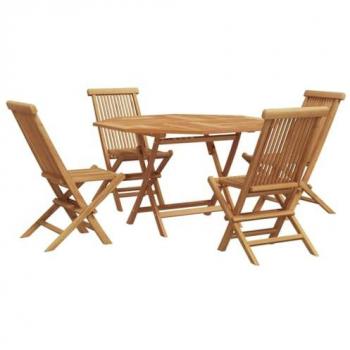 Tavolo e sedie in teak Massello, set da 5 per il giardino