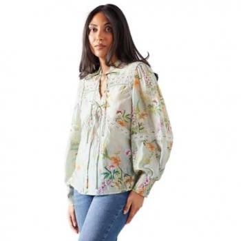 Petite Women’s Floral Lace-Insert Shirt