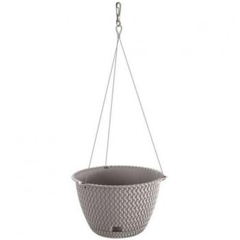 Maceta colgante de plástico gris 4,8L Prosperplast Splofy Round W, Ø27 x 16,6 cm
