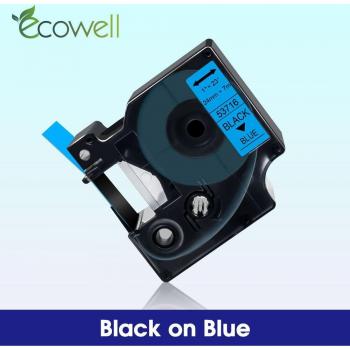 Ecowell 53716 24mm Black on Blue Dymo Label Tape