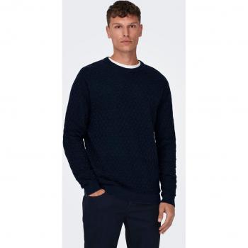 Only & Sons Strickpullover mit Strukturmuster KALLE Größe M Dunkelblau