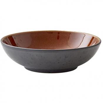 Bitz 20 cm Pastateller matt schwarz und glänzend amber