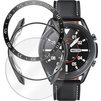 Galaxy Watch 3 Case Set (3-Pack) with Bezel Ring and Tempered Glass (45mm/41mm)