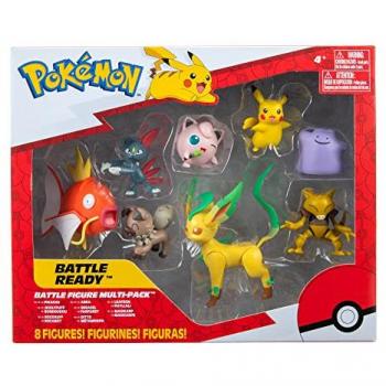 Colección de Figuras de Batalla Pokémon (8PK: Pikachu Femenino, Jigglypuff #1, Rockruff, Sneasel, Abra, Ditto, Leafeon, Magikarp) W8