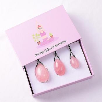 Conjunto de 3 Huevos de Cuarzo Rosa: Tonificación y Relajación Pélvica