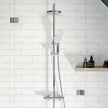 Gainsborough Round Dual Outlet Thermostatic Cool Touch Bar Mixer Shower with Adjustable Drencher Head