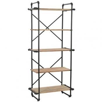 VidaXL Holz-Bücherregal – 80 x 42 x 180 cm, Stahlrahmen