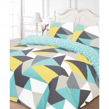 Multicolour King Size Bedding Set with Funky Shapes Design and Pillowcases