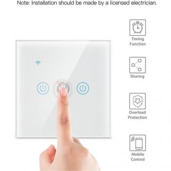 Wifi Wall Touch Switch EU No Neutral Wire Required Smart Light Switch 4 Gang Tuya Smart Home Support Alexa Google Home