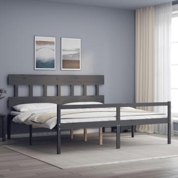 VidaXL 200x200 cm Seniorenbett Grau mit Kopfteil aus Holz
