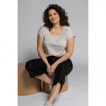T-shirt oversize donna gialla con fantasia di foglie, cotone, taglia 56/58