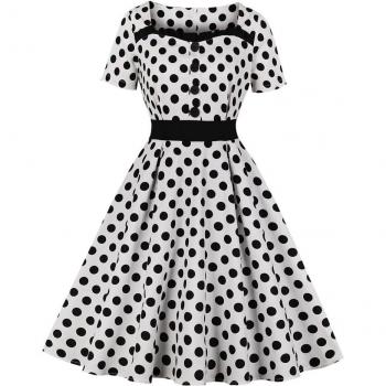 Rockabilly Dot Print Summer Dress