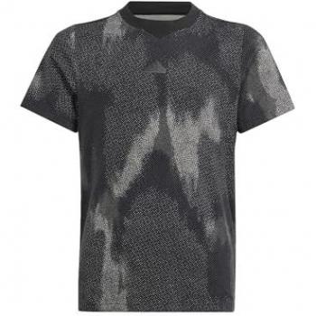 Adidas Junior AOP Shirt – Schwarzer Druck, 176 cm