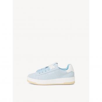 Tamaris Damen Plateausneaker 40 – hellblau, Rindsleder, Schnürschuh mit Logo
