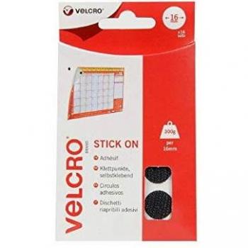 Velcro Stick On Set of 16 Coins, Black, 16mm