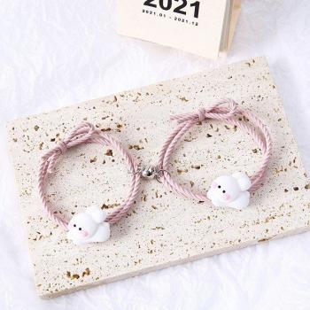 2PCS Braided Rope Couple Bracelets with Magnetic Closure