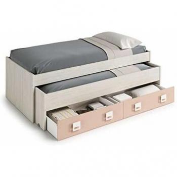 Lit Gigogne Double Pegane Blanc Alpes / Rose