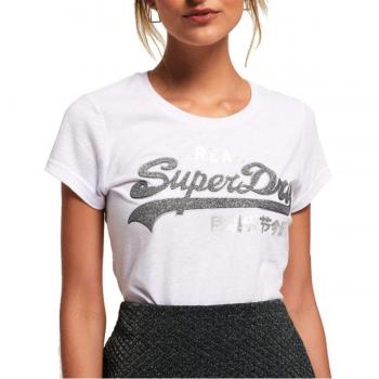 Superdry Damen Vintage Logo Sparkle Entry Tee, Optic Snowy, Größe S