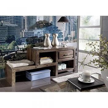 Sheesham TV-Board 150×45×60 cm, grau lackiert – Metro Polis #116 (Massivmoebel24)