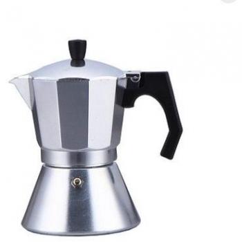 LoLek Cafetera Express italiana grande para 12 tasas de café, aluminio negro, apto para gas, inducción y eléctrico