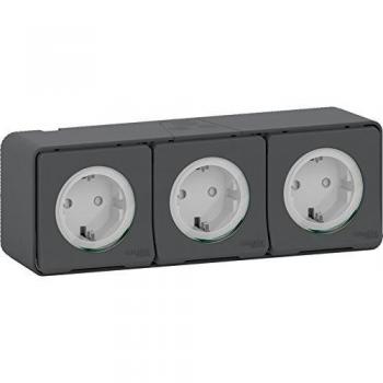 Prise triple saillie gris Schneider Electric Mureva Styl