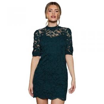 High Neck Lace Mini Dress