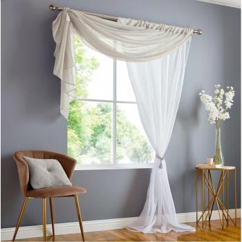 Alan Symonds Taupe Double Voile Curtain Panels 147x183cm