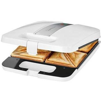 Clatronic ST 3629 Sandwichera, placas triangulares, recubrimiento antiadherente, 1200 vatios, blanco