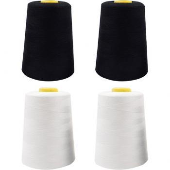 Fil d’Industrie Noir-Blanc 3000 m – Kit 4 Pièces pour Vêtements et Bricolage