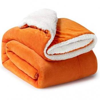 Orange Sherpa Throw Blanket