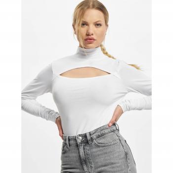 Urban Classics Damen Cut-Out Rollkragen Langarmshirt in Weiß Größe S