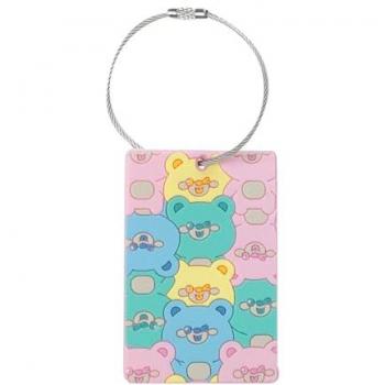Identificador de Maleta Viaje, Modelo Travel Tag, Etiqueta de Equipaje con Placa de Dirección, Cable de Acero tipo Guaya, Diseño Original, Estampado Teddy Morado