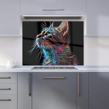 Warren Reed Cat Whisker Style Kitchen Splashback, Black – 900mm by 650mm