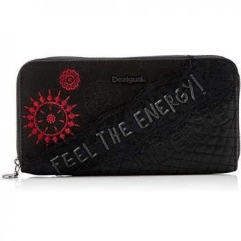 Cartera Rep Comunika Zip Aro de Desigual, Monedero Negro