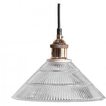 Lampada a Sospensione lampadario Industriale Vintage Rame Vetro Trasparente