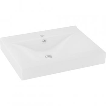 Lavabo bagno 60x46 cm in ceramica bianco opaco, foro per rubinetto – Helloshop26