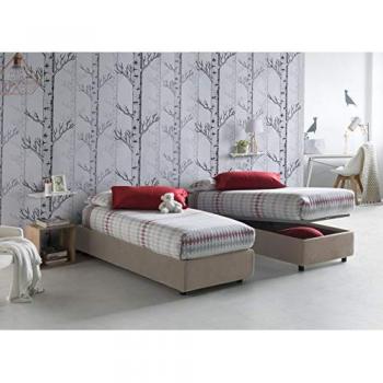 Letto Singolo Contenitore Asia in Tessuto Tortora