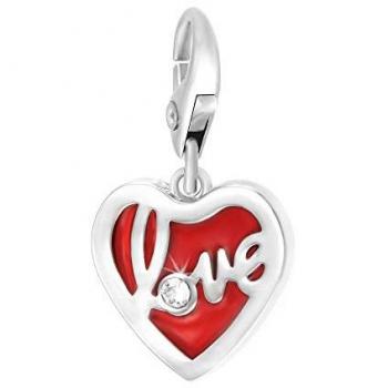 Charm Cœur Amour Rhodié Cristaux Roses