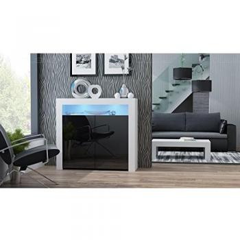 Buffet Noir à LED Spider 107 cm – Caisson Blanc Mat