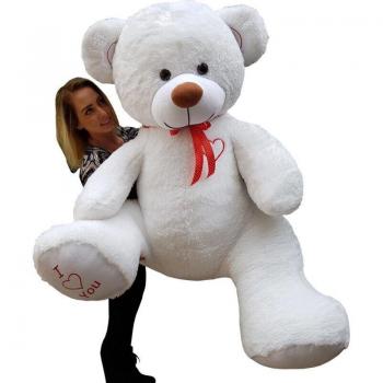 Cucciolo Bianco Grandissimo con Messaggio d'Amore Ricamato 160 cm