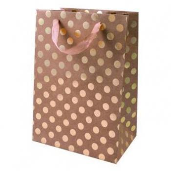 Geschenktüte Papier mit goldenen Punkten 18x26x12cm